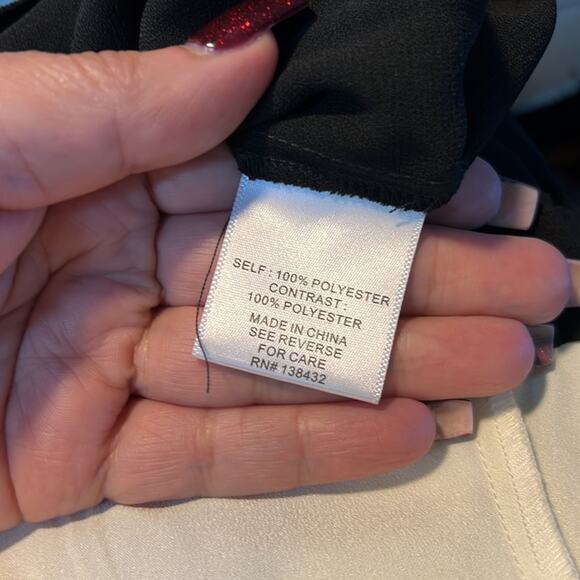 Modcloth Pretty Polished Twofer Jumpsuit Tie 3/4 Sleeve Wide Leg Black Ivory S - Picture 7 of 7